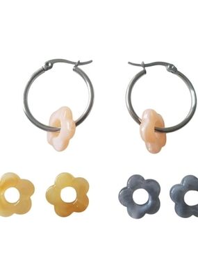 Hoop Earrings with Removable Flower Charms